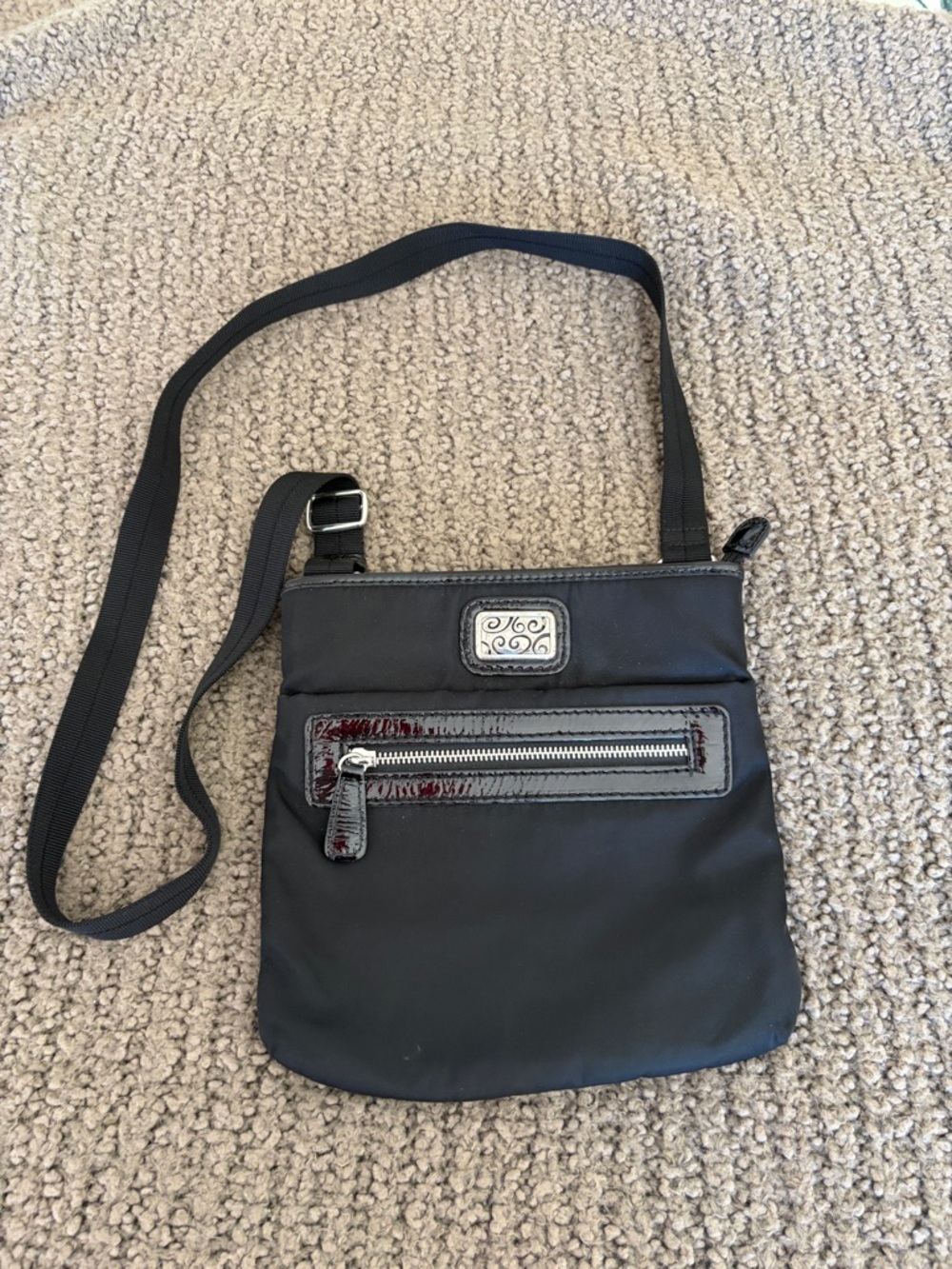 BRIGHTON Black Crossbody Shoulder Bag with Front Zip Pocket
